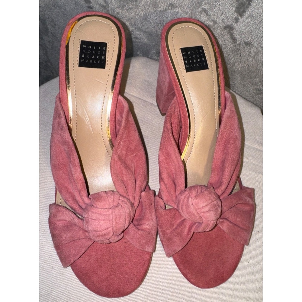 White House Black Market Callie Pink Barbie core Suede Block Heel Sz 7 cosplay